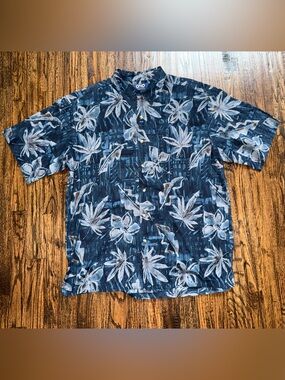 ONO Hawaiian Short Sleeve Button Up Shirt Navy Size XL